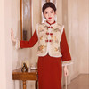 年轻红色新中式拜年服套装旗袍马甲2024年冬季新款日常保暖... 商品缩略图3