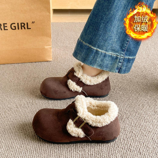 【舒适亲肤面料❗️厚实保暖百搭】豆豆鞋勃肯加绒2025冬季勃肯鞋羊羔毛乐福鞋女平底毛毛棉鞋。jb 商品图1