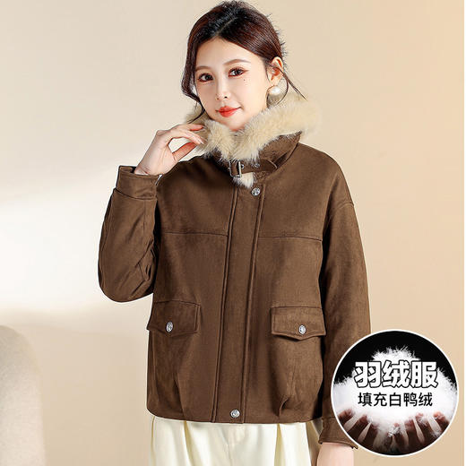 QYM  CS25D160洋气大毛领羽绒服时尚加厚短款派克服外套 商品图4