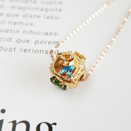 【天然正品】AU750黄金镶钻镶天然方形0.542克拉多宝彩色宝石吊坠项链13.3*12.1*12.4MM（皆取最大值）链长：45CM（长度可调节）女士 251125NJS13 商品图4