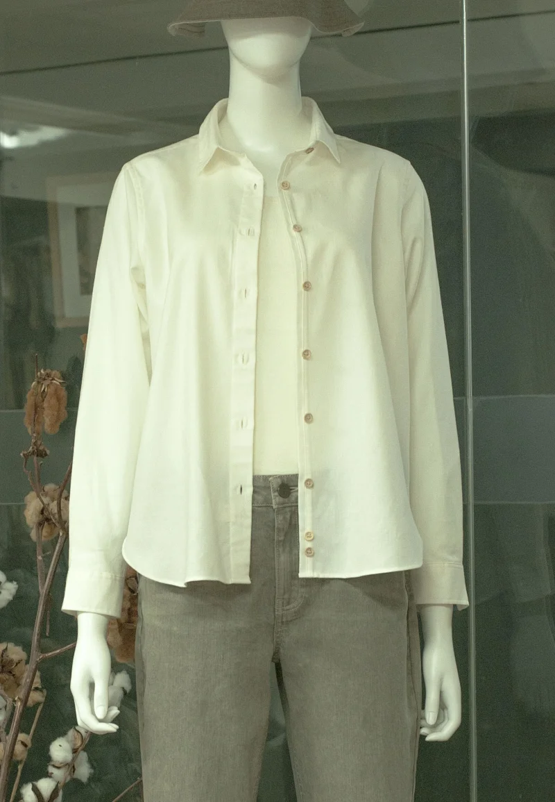 有机棉女式衬衫 100%棉 春秋冬时尚简约 舒适百搭 靓丽女性美 可休闲可商务 素道敦煌天然有机彩棉织造 舒适安全健康 [漳州仓]