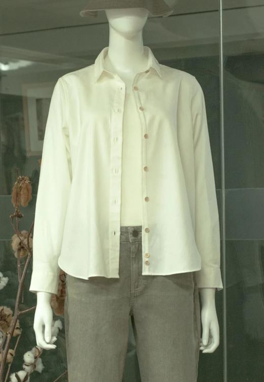 有机棉女式衬衫 100%棉 春秋冬时尚简约 舒适百搭 靓丽女性美 可休闲可商务 素道敦煌天然有机彩棉织造 舒适安全健康 [漳州仓] 商品图0