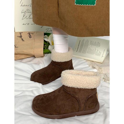 【YW】无忧购复古羊羔毛加绒保暖圆头软平底雪地靴女MIS-3442（截单后3-5天发货） 商品图6
