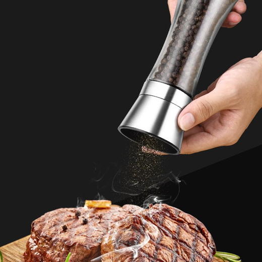 【2个装】出口品质 胡椒研磨器 高级拉丝不锈钢 加厚玻璃瓶 多功能手动研磨器 商品图5