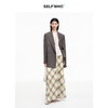 SELFWHO不规则卡其格纹半身裙女2026春季新款宽松高腰撞色中长裙 商品缩略图2