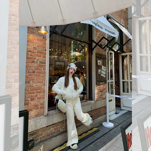 西遇立领针织拼接棉衣棉服女2025年冬季新款小个子短款假两件外套SS051925 商品图1