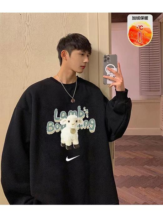 D120421加绒加厚2025冬季新款卡通小绵羊抓绒保暖圆领卫衣 商品图2