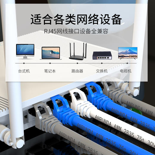 网线千兆超6六类家用电脑路由器连接线8芯室内外宽带网络跳线成品 可开0.2米2米3米短成品网线超5五类网络跳线1米1m 7六6类千兆光猫原配 商品图3
