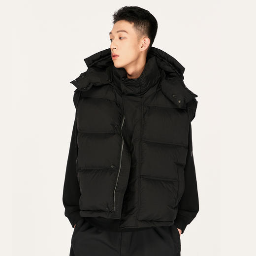 NPC潮牌【90白鸭绒】连帽短款羽绒背心男帽子可拆卸保暖NP47DJ44 商品图2