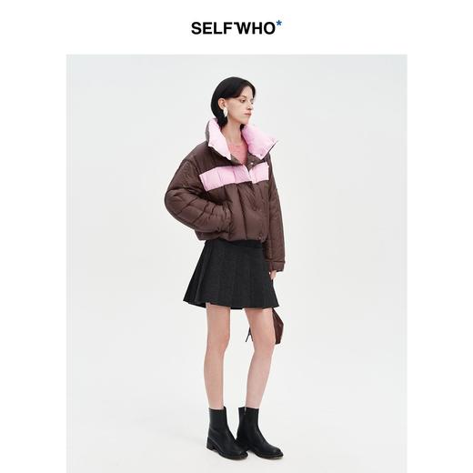 SELFWHO白鸭绒拼色羽绒服女新款小个子保暖宽松短款外套 商品图1