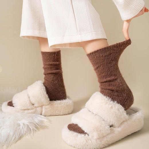 【五双】澄鱼生活秋冬拉毛简约羊毛袜 | 细腻柔软顺滑 保暖时尚 舒适有弹力 温暖不臃肿 商品图2