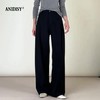 春装时尚高腰拉链后松紧腰褶皱垂感阔腿休闲裤 商品缩略图3
