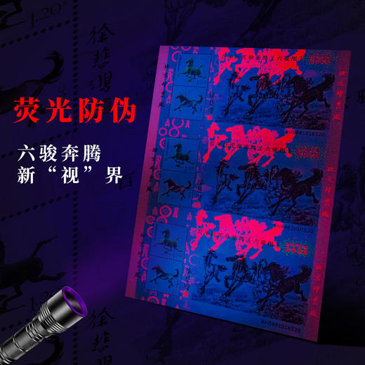 百年巨匠徐悲鸿六俊图马到成功三连体贺岁票 商品图2