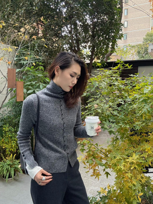 【羊绒的冬天】噢蜜ooomeooo修身螺纹羊绒开衫 商品图4