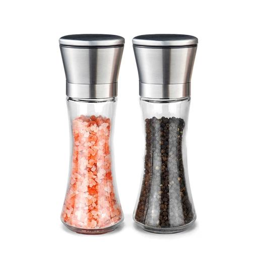 【2个装】出口品质 胡椒研磨器 高级拉丝不锈钢 加厚玻璃瓶 多功能手动研磨器 商品图6