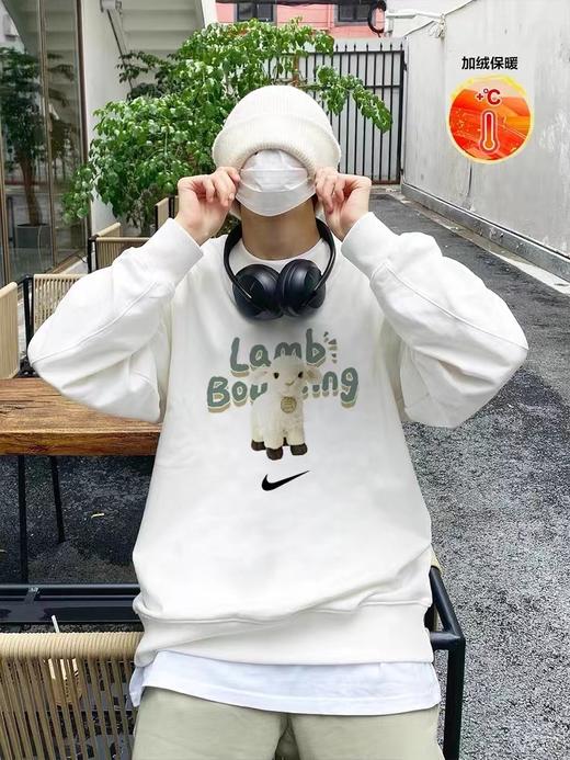 D120421加绒加厚2025冬季新款卡通小绵羊抓绒保暖圆领卫衣 商品图4