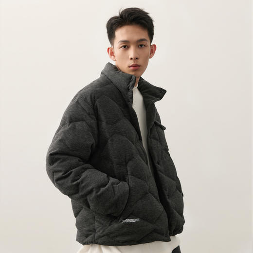 NPC潮牌撞色字母印花90%白鸭绒立领口袋羽绒服男短款保暖NP49DJ10 商品图1