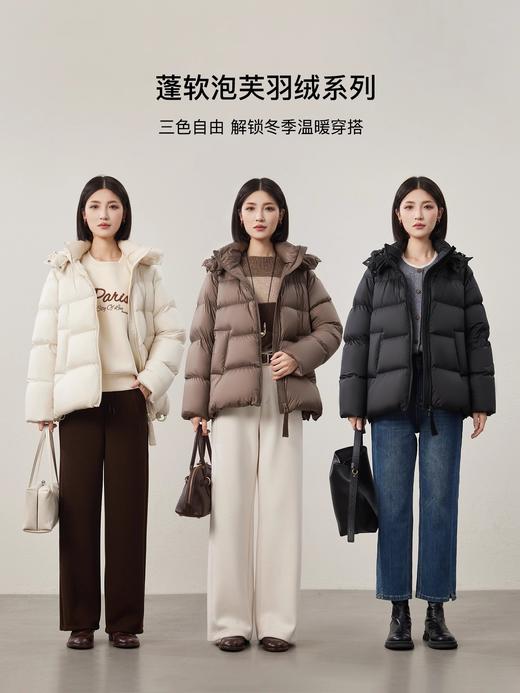 JN*同款宽松连帽A字型泡芙90绒新国标羽绒服 商品图0