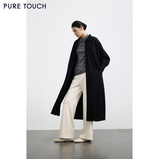 商场同款PURE TOUCH25冬新款羊毛双面呢大衣长款廓形蝙蝠袖外套女 商品图1