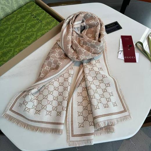 【双12特惠】【送礼盒礼袋】Gucci/古驰 25新款GG徽标老花双面围巾 双面羊毛 商品图4