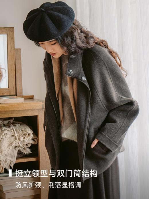 高段位通勤 天然90支高支绵羊毛双面呢茧型外套FCF3OVC121 商品图2