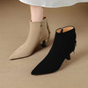 【预售5天】时尚黑色尖头短靴气质靴子女款高跟法式侧拉链辣短靴2278 商品缩略图0