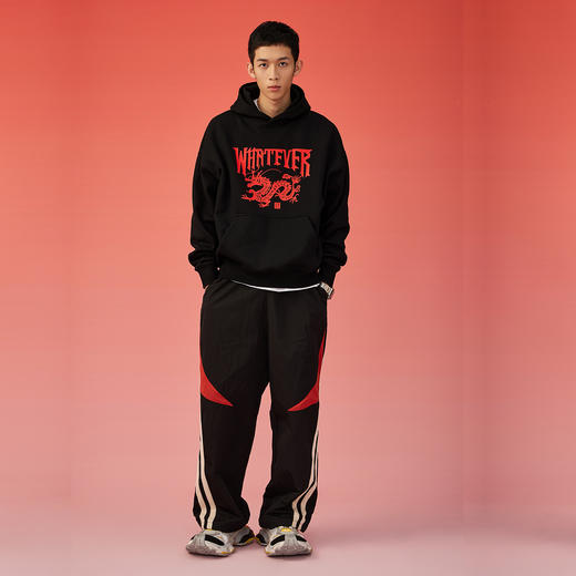 NPC潮牌新年系列双色龙年剪纸/水墨印花连帽卫衣保暖宽松NP3CST05 商品图1