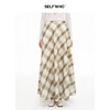 SELFWHO不规则卡其格纹半身裙女2026春季新款宽松高腰撞色中长裙 商品缩略图0