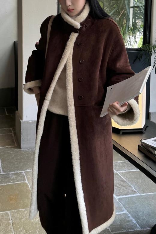 LNNNS 咖色复古皮毛一体羊羔毛大衣外套 21634 商品图2