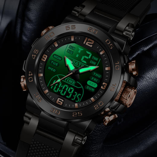 【硬朗风格 耐刮耐磨 30米生活防水】FOXBOX立体感户外运动夜光电子手表（FB0093） 商品图4