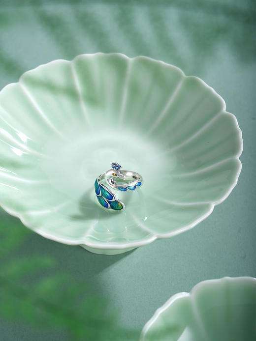 子佩集【瑶华灵雀】银S990戒指【Q037】孔雀珐琅彩2511 商品图1