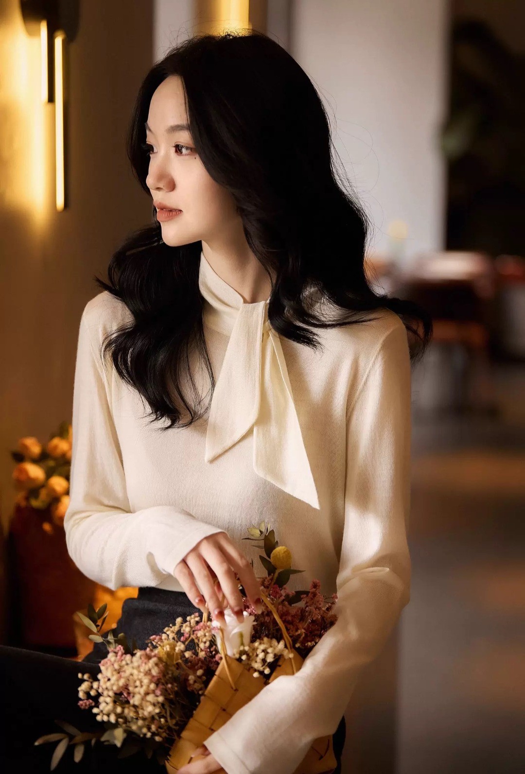 高智感系带羊毛长袖