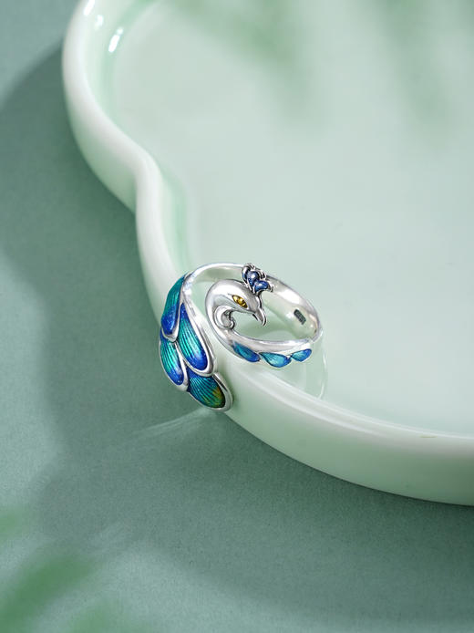 子佩集【瑶华灵雀】银S990戒指【Q037】孔雀珐琅彩2511 商品图5