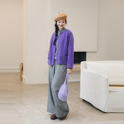 绽放804朵/百搭麻棉色织条纹全腰松紧休闲裤女文艺复古直筒阔腿裤 商品图3