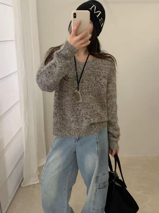 【YW】无忧购时尚慵懒风韩系软糯小衫v领长袖毛衣针织衫女9109#（截单后3-5天发货） 商品图2