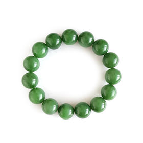 【天然正品】天然细腻菠菜绿无黑点约14.0MM碧玉圆珠手串14.0MM（皆取最大值）中性 251125NJS27
