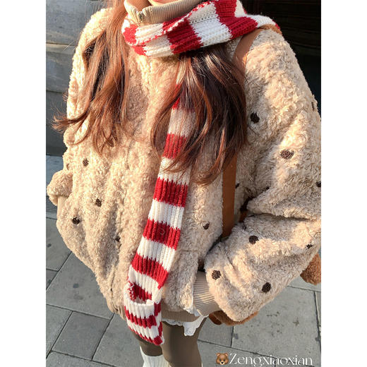 <曾小咸推荐> 现货秒杀！微信超特价！浅棕色波点羊羔毛外套 日常369.99 立减180 秒杀189.99！ 商品图3