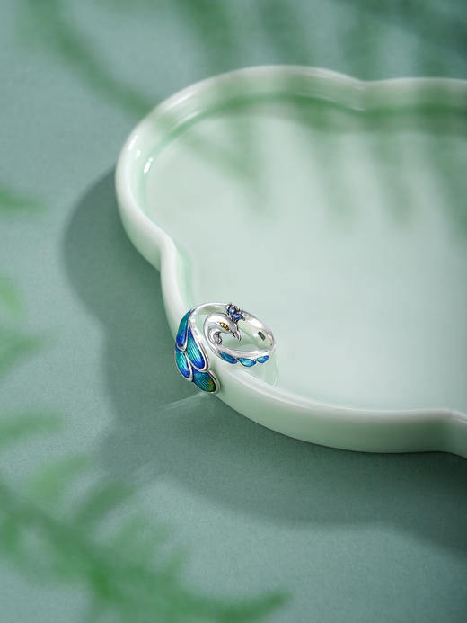 子佩集【瑶华灵雀】银S990戒指【Q037】孔雀珐琅彩2511 商品图4