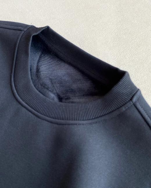 D120425冬季新款简约小标加绒保暖圆领卫衣男款 商品图3