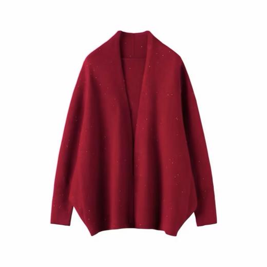 100%山羊绒披肩开衫花纱蝙蝠袖针织外套女 商品图2