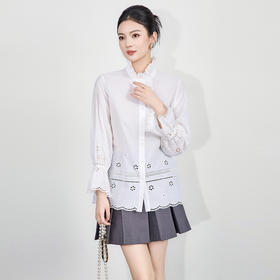 「高货wl」全新升级【铂金会员293/天猫389/差价96】(95125)洛诗琳浪漫蕾丝花边立领衬衫2025秋季设计感刺绣镂空上衣