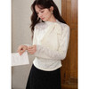 鹿向南「翩然岫语」法式浅杏色蕾丝衫上衣女秋冬显瘦蝴蝶结打底衫 商品缩略图3