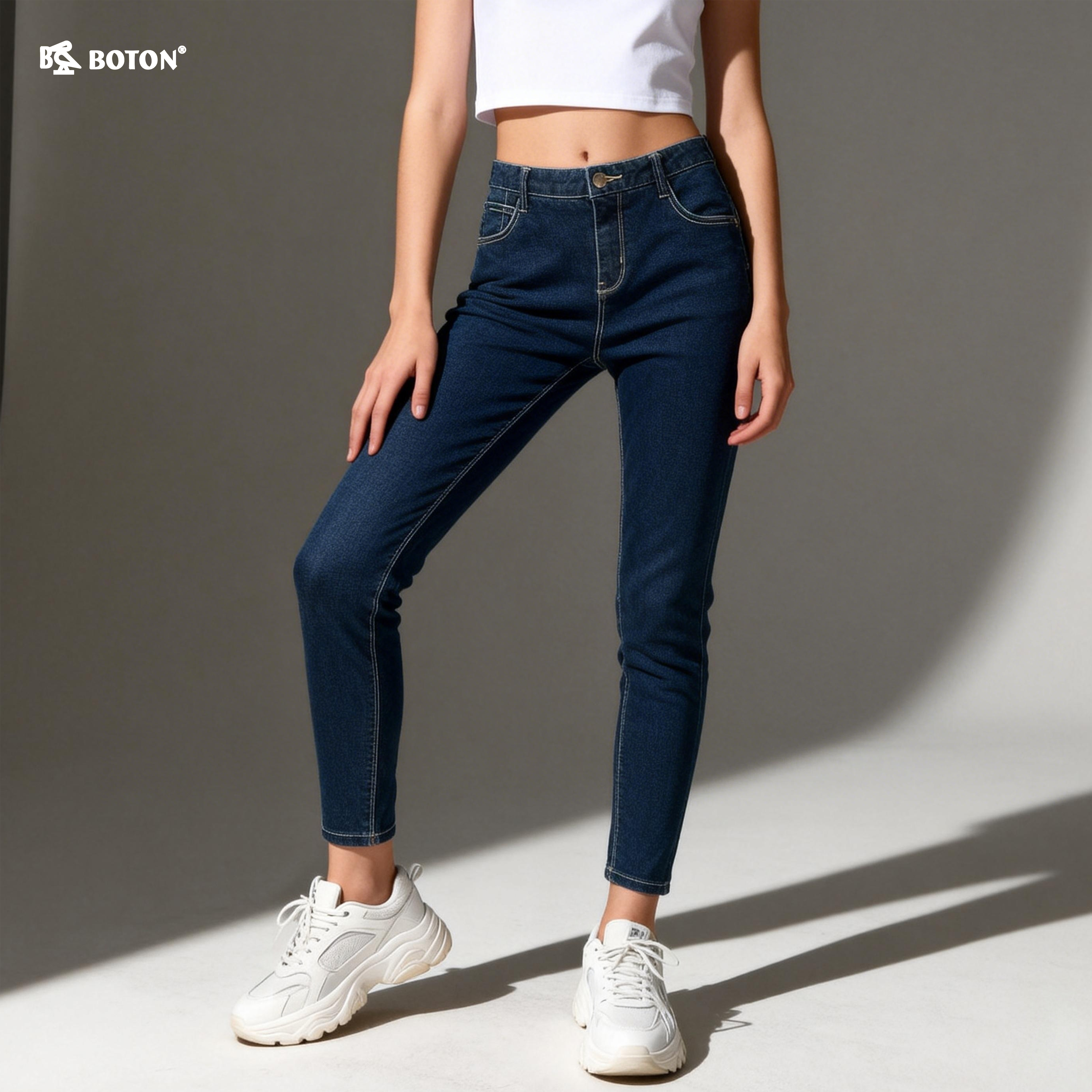 【第2件半价！尾货清仓不退换】波顿女士牛仔紧身长裤LE205119