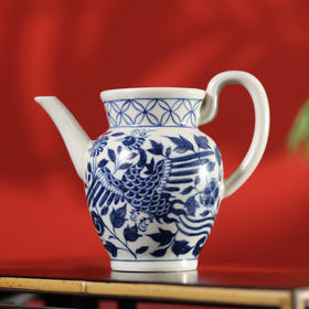 问鼎旗下天石窑白陶泥元青花执壶公杯(凤穿牡丹)（缺货）