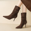 【预售7天】中筒靴长靴羊皮尖头细跟气质名媛时尚百搭靴子M1212-1 商品缩略图0
