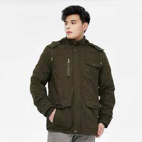 【硬汉防护衣！内里加绒锁温 -5℃也暖】连帽加绒工装夹克 活动无束缚