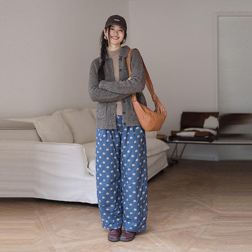 绽放825朵/羊毛混纺软糯圈圈毛开襟毛针织衫冬季新款宽松开衫外套 商品图3