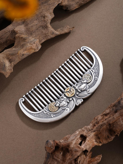 子佩集【纳财瑞兽】银S999梳子【HSSZ002】貔貅招财进宝原创作品02511 商品图3