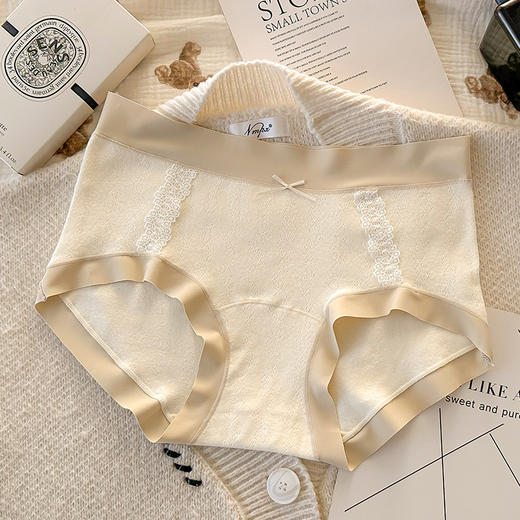 【无感贴合❗️秋冬无痕内裤】朵般轻盈触感，高腰舒适包臀，打造S曲线，无痕迹不尴尬，纯棉透气抗菌裆，简约全棉少女中腰10A抑菌纯棉三角裤加长裆QQ 商品图6