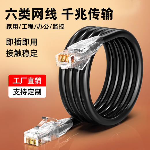 网线千兆超6六类家用电脑路由器连接线8芯室内外宽带网络跳线成品 可开0.2米2米3米短成品网线超5五类网络跳线1米1m 7六6类千兆光猫原配 商品图1